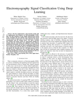 Electromyography Signal Classification Using Deep Learning