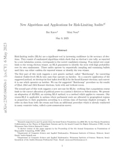 New Algorithms and Applications for Risk-Limiting Audits