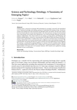 Science and Technology Ontology: A Taxonomy of Emerging Topics