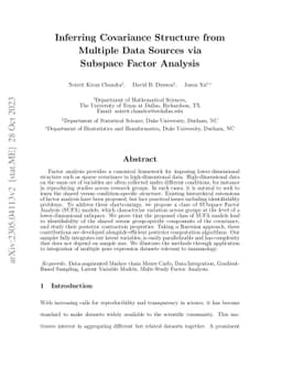 Inferring Covariance Structure from Multiple Data Sources via Subspace
  Factor Analysis