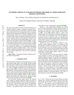 SynthMix: Mixing up Aligned Synthesis for Medical Cross-Modality Domain
  Adaptation