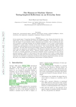 The Human-or-Machine Matter: Turing-Inspired Reflections on an Everyday
  Issue