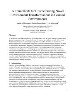 A Framework for Characterizing Novel Environment Transformations in
  General Environments