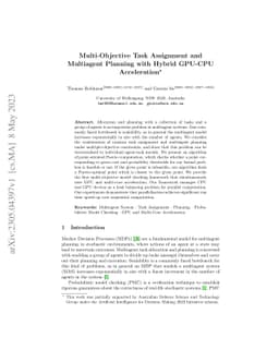 Multi-Objective Task Assignment and Multiagent Planning with Hybrid
  GPU-CPU Acceleration