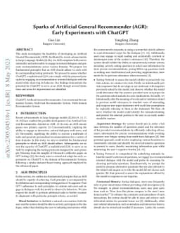 Sparks of Artificial General Recommender (AGR): Early Experiments with
  ChatGPT