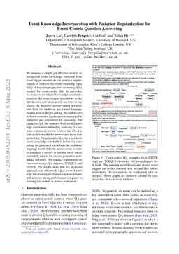 Event Knowledge Incorporation with Posterior Regularization for
  Event-Centric Question Answering