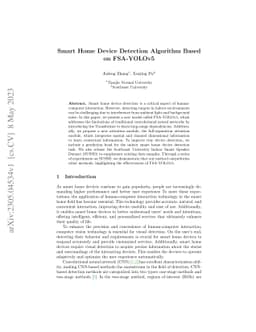 Smart Home Device Detection Algorithm Based on FSA-YOLOv5