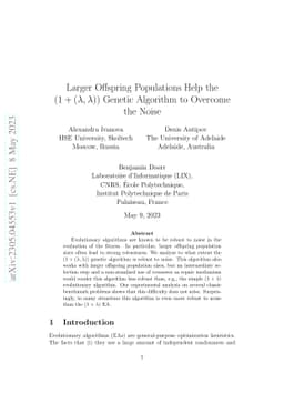 Larger Offspring Populations Help the $(1 + (λ, λ))$ Genetic
  Algorithm to Overcome the Noise