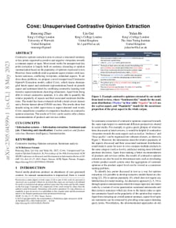 Cone: Unsupervised Contrastive Opinion Extraction
