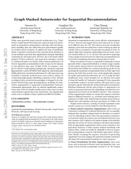 Graph Masked Autoencoder for Sequential Recommendation