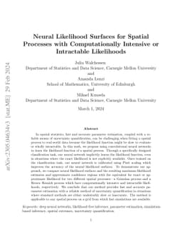 Neural Likelihood Surfaces for Spatial Processes with Computationally Intensive or Intractable Likelihoods