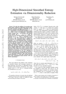 High-Dimensional Smoothed Entropy Estimation via Dimensionality
  Reduction