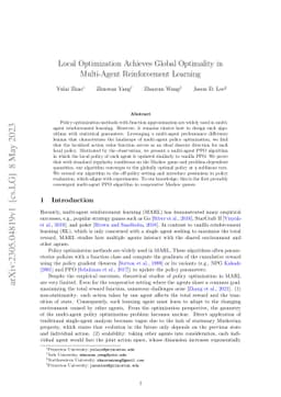 Local Optimization Achieves Global Optimality in Multi-Agent
  Reinforcement Learning