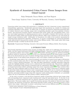Synthesis of Annotated Colorectal Cancer Tissue Images from Gland Layout