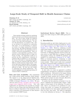 Large-Scale Study of Temporal Shift in Health Insurance Claims