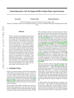 Latent Interactive A2C for Improved RL in Open Many-Agent Systems