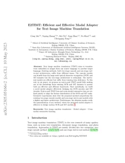 E2TIMT: Efficient and Effective Modal Adapter for Text Image Machine
  Translation