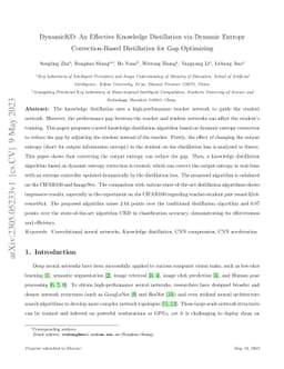 DynamicKD: An Effective Knowledge Distillation via Dynamic Entropy
  Correction-Based Distillation for Gap Optimizing