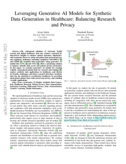 Leveraging Generative AI Models for Synthetic Data Generation in
  Healthcare: Balancing Research and Privacy