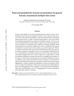 Point and probabilistic forecast reconciliation for general linearly
  constrained multiple time series