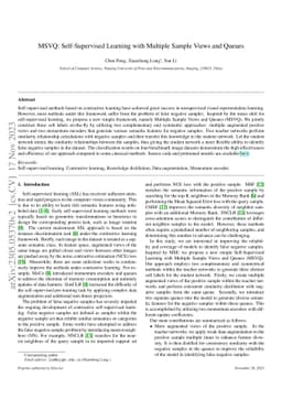 MSVQ: Self-Supervised Learning with Multiple Sample Views and Queues