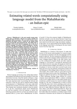 Estimating related words computationally using language model from the
  Mahabharata -- an Indian epic