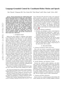 Language-Grounded Control for Coordinated Robot Motion and Speech