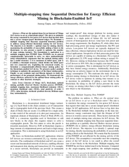 Multiple-stopping time Sequential Detection for Energy Efficient Mining
  in Blockchain-Enabled IoT