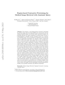 Region-based Contrastive Pretraining for Medical Image Retrieval with
  Anatomic Query