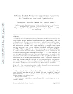 UAdam: Unified Adam-Type Algorithmic Framework for Non-Convex Stochastic
  Optimization