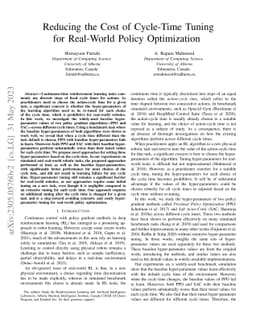 Reducing the Cost of Cycle-Time Tuning for Real-World Policy
  Optimization