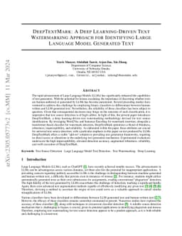 DeepTextMark: A Deep Learning-Driven Text Watermarking Approach for
  Identifying Large Language Model Generated Text