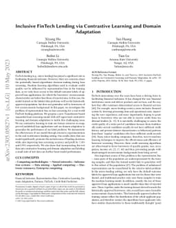 Inclusive FinTech Lending via Contrastive Learning and Domain Adaptation