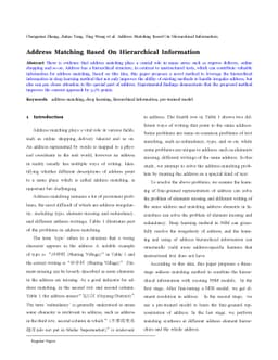 Address Matching Based On Hierarchical Information