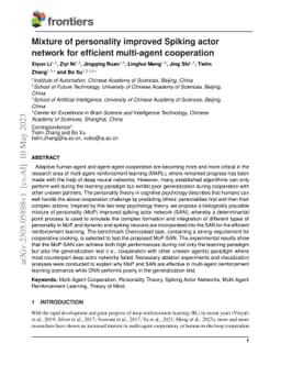 Mixture of personality improved Spiking actor network for efficient
  multi-agent cooperation