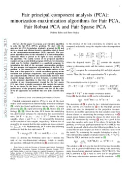 Fair principal component analysis (PCA): minorization-maximization
  algorithms for Fair PCA, Fair Robust PCA and Fair Sparse PCA