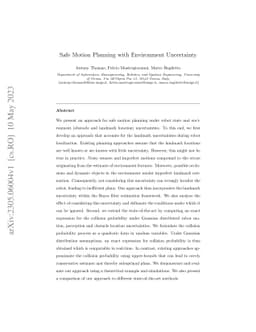 Safe motion planning with environment uncertainty
