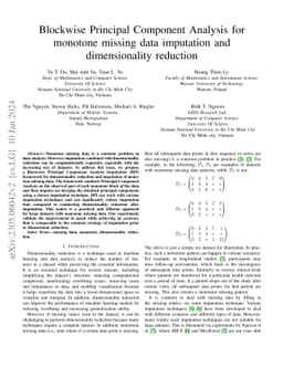 Blockwise Principal Component Analysis for monotone missing data
  imputation and dimensionality reduction