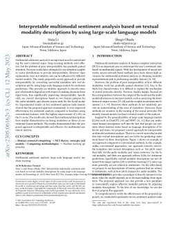 Interpretable multimodal sentiment analysis based on textual modality
  descriptions by using large-scale language models