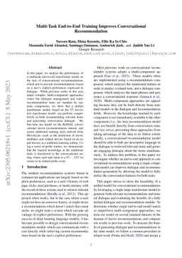Multi-Task End-to-End Training Improves Conversational Recommendation