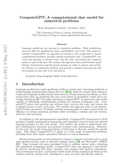 ComputeGPT: A computational chat model for numerical problems