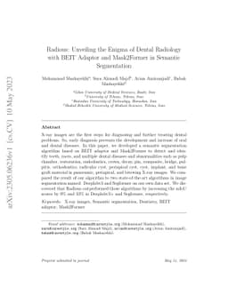 Radious: Unveiling the Enigma of Dental Radiology with BEIT Adaptor and
  Mask2Former in Semantic Segmentation