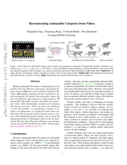 Reconstructing Animatable Categories from Videos
