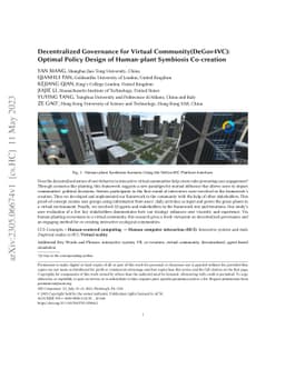 Decentralized Governance for Virtual Community(DeGov4VC): Optimal Policy
  Design of Human-plant Symbiosis Co-creation