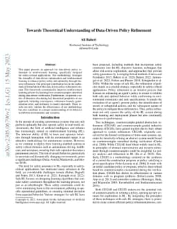 Towards Theoretical Understanding of Data-Driven Policy Refinement