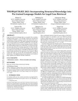 THUIR@COLIEE 2023: Incorporating Structural Knowledge into Pre-trained
  Language Models for Legal Case Retrieval