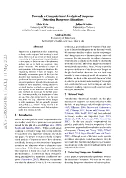 Towards a Computational Analysis of Suspense: Detecting Dangerous
  Situations