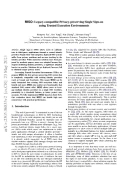MISO: Legacy-compatible Privacy-preserving Single Sign-on using Trusted
  Execution Environments