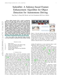 SalienDet: A Saliency-based Feature Enhancement Algorithm for Object
  Detection for Autonomous Driving
