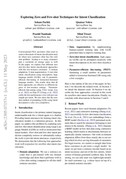 Exploring Zero and Few-shot Techniques for Intent Classification